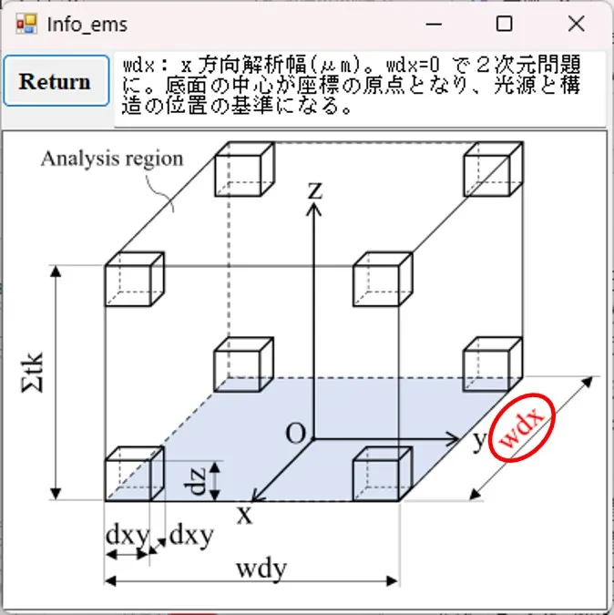 パラメータの定義情報画面