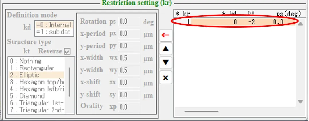 Restriction setting欄２