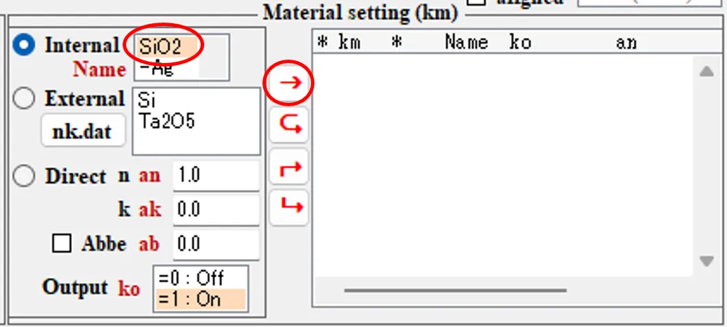 Material setting欄２