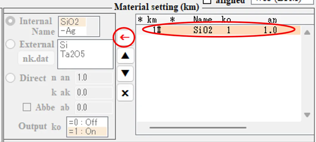 Material setting欄３