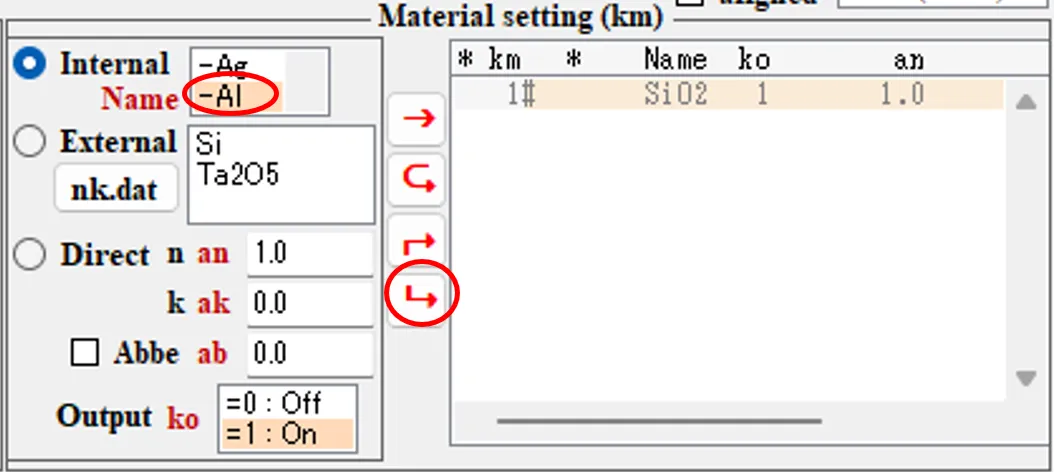 Material setting欄４