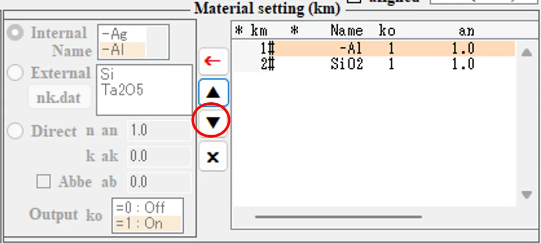 Material setting欄６