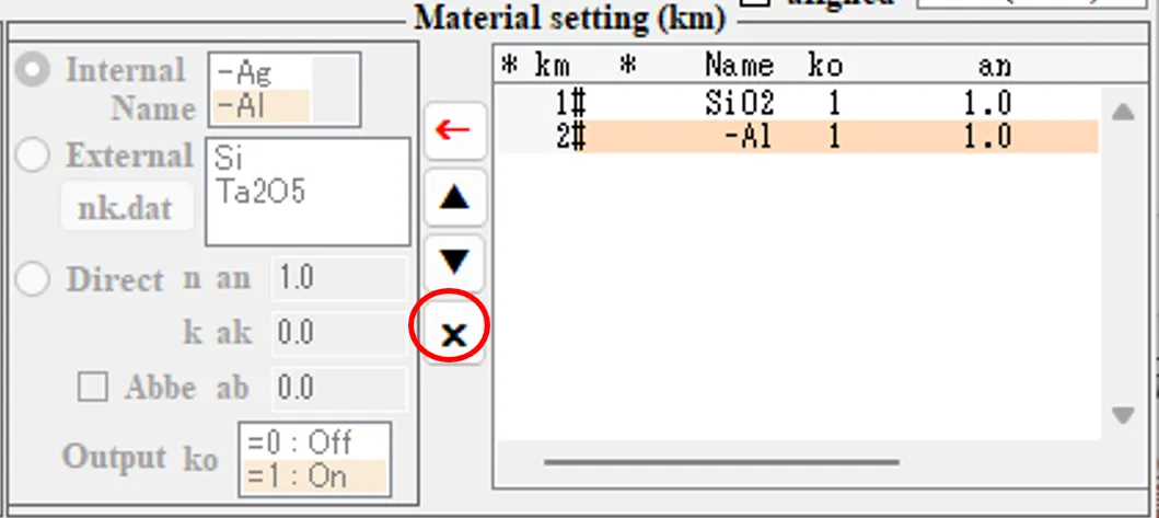 Material setting欄７