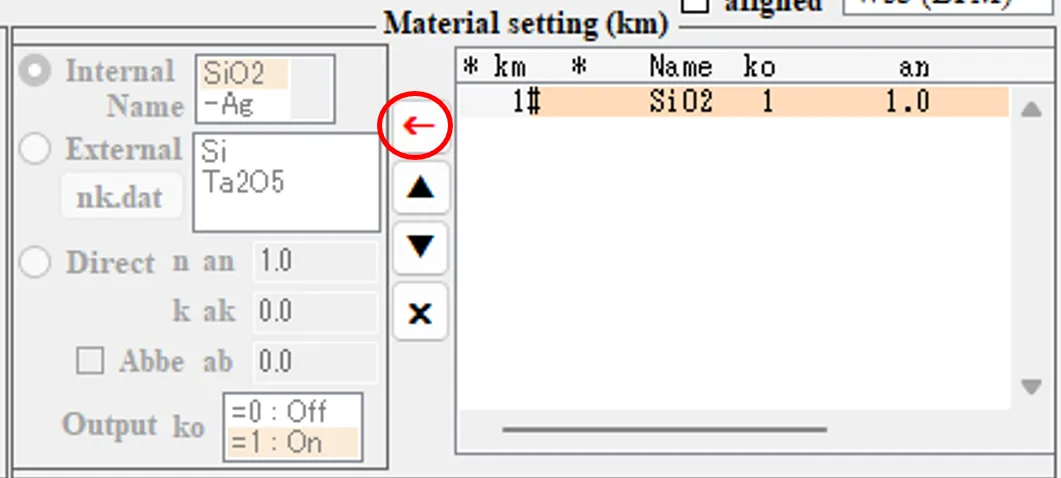 Material setting欄８