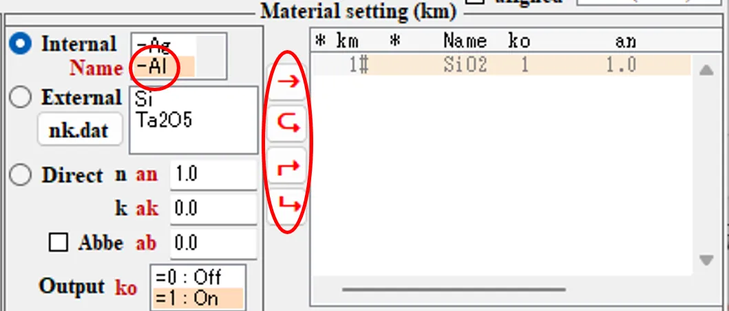 Material setting欄１０