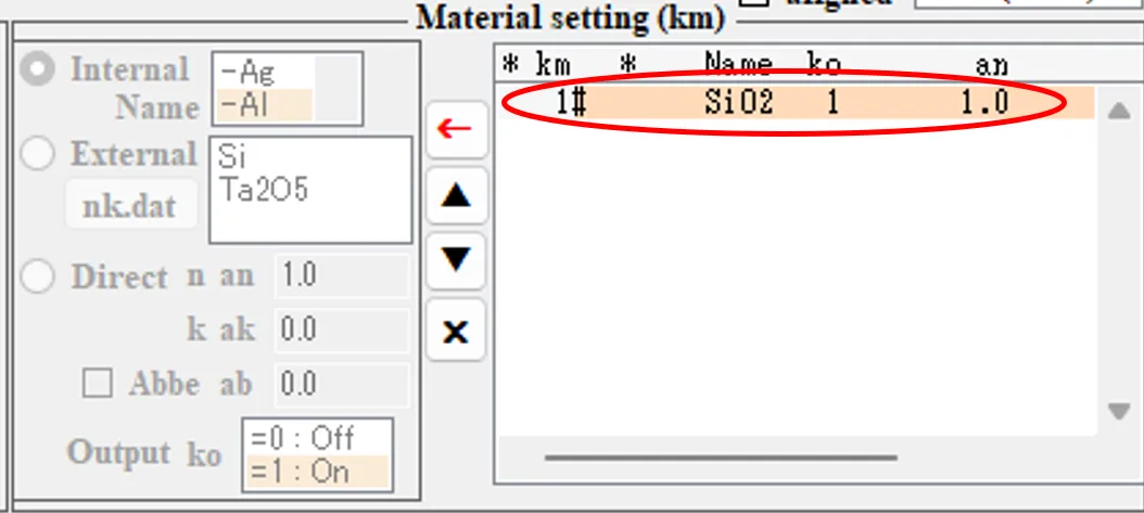 Material setting欄１１