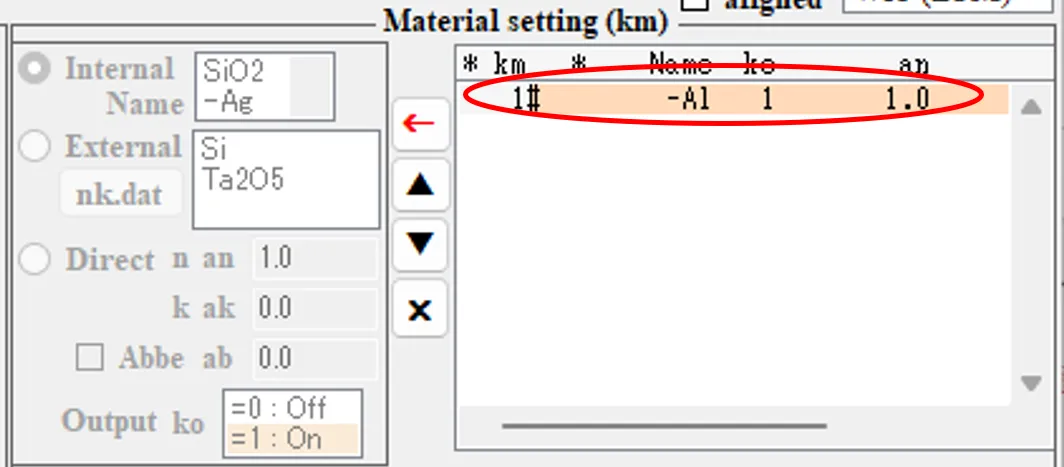 Material setting欄１３