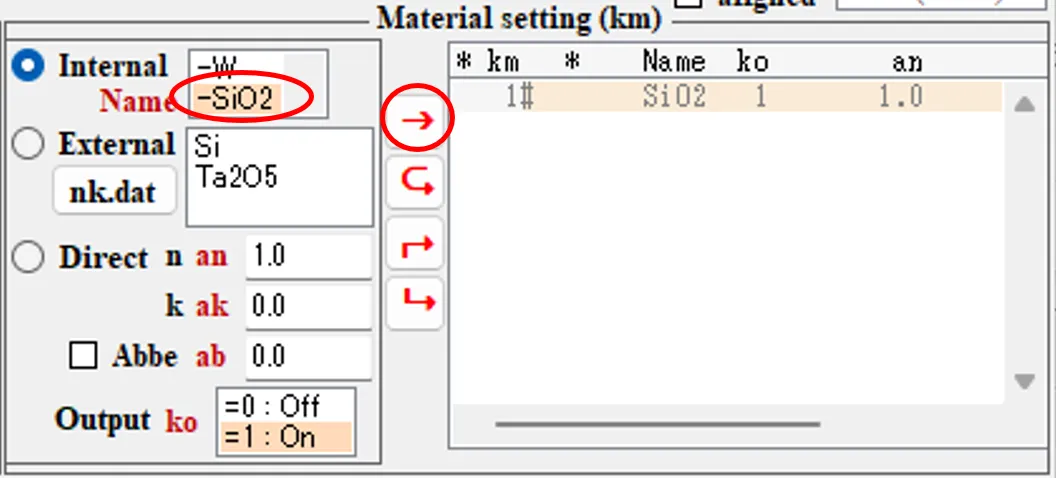 Material setting欄４