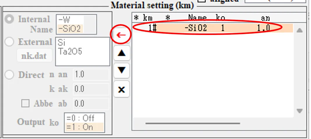 Material setting欄５