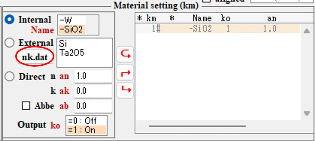 Material setting欄６