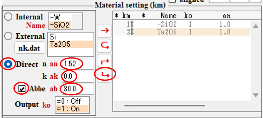 Material setting欄３