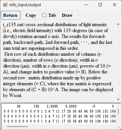 Information window for i_z135.out