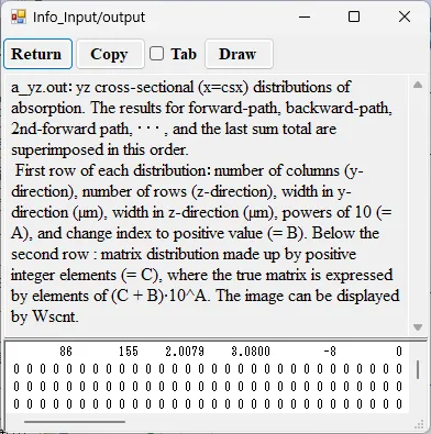 Information window for a_yz.out