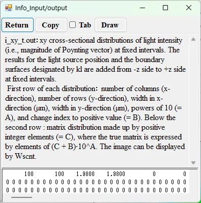 Information window for i_xy_t.out