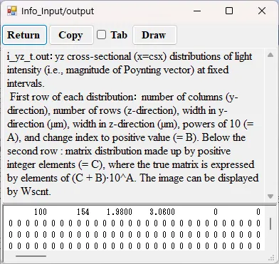 Information window for i_yz_t.out