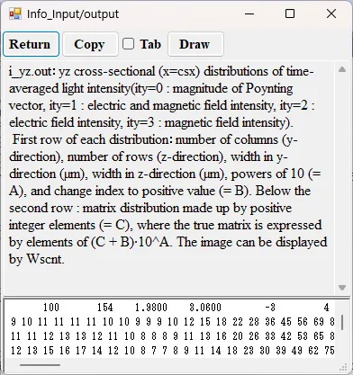 wInformation window for i_yz.out