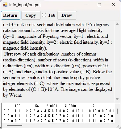 Information window for i_z135.out