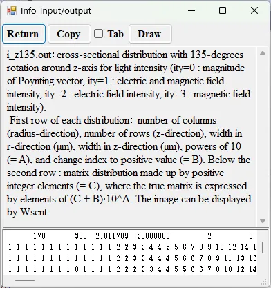 Information window for i_z135.out