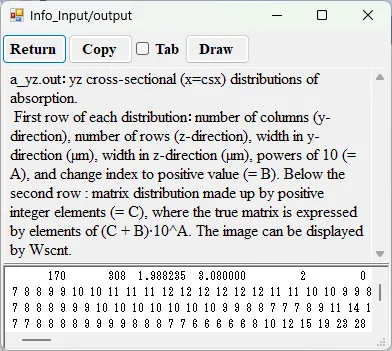 Information window for a_yz.out